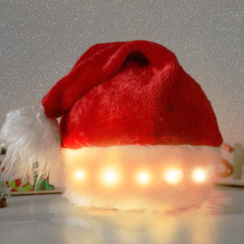 Christmas Hat LED Light Plush Children's Adult Christmas Decorations Christmas