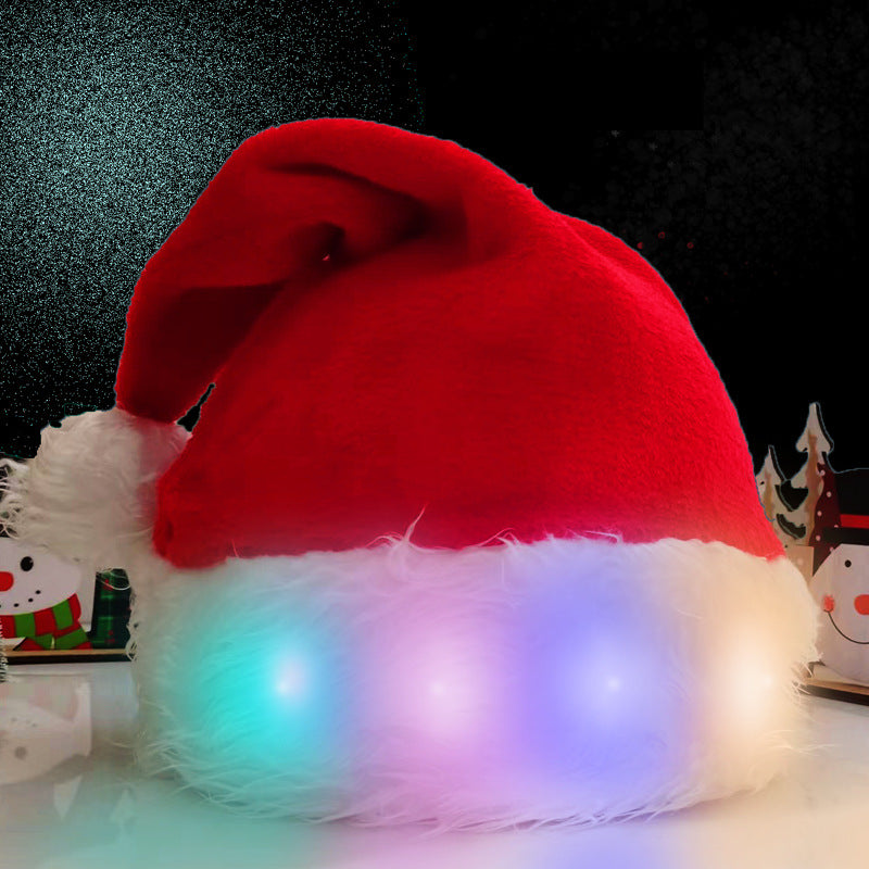 Christmas Hat LED Light Plush Children's Adult Christmas Decorations Christmas